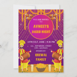 Vibrant Punjabi Jaggo Night Invitation Card Inbjudningar