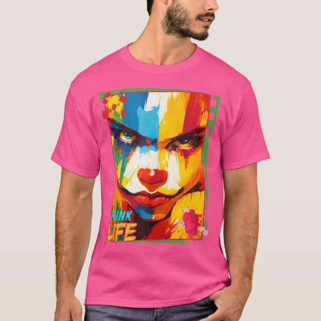 Vibrant Punk Life Street Art Porträtt T Shirt (Framsida)