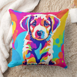 Vibrant Puppy Art Kudde