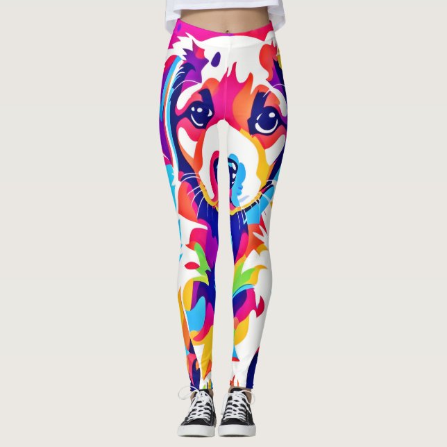 Vibrant Puppy Art Leggings (Framsida)