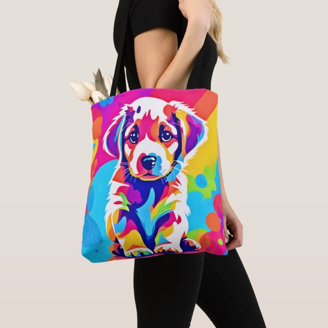 Vibrant Puppy Art Tygkasse (Närbild)