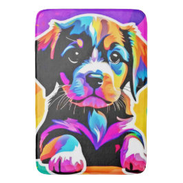 Vibrant Puppy Artwork Badrumsmatta