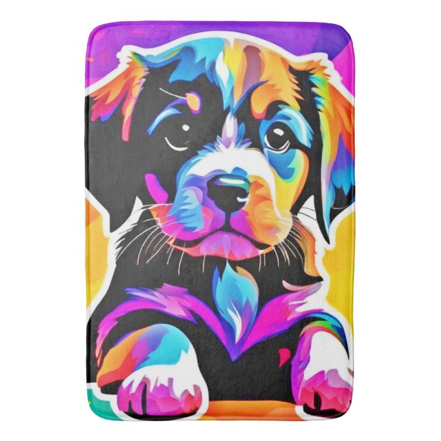 Vibrant Puppy Artwork Badrumsmatta (Framsidan (Vertikal))