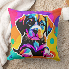 Vibrant Puppy Artwork Kudde