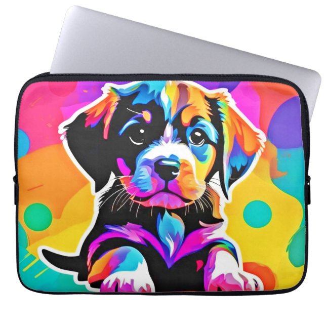 Vibrant Puppy Artwork Laptop Fodral (Framsidan)