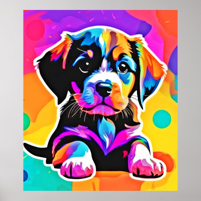 Vibrant Puppy Artwork Poster (Framsidan)