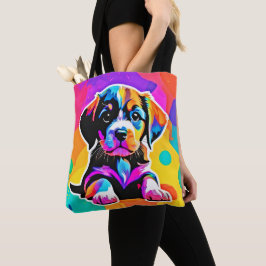 Vibrant Puppy Artwork Tygkasse