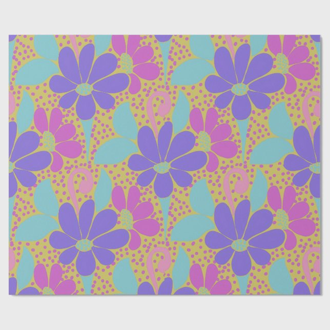 Vibrant Purple & Pink Floral Pattern Wrapping  Presentpapper (Platt)
