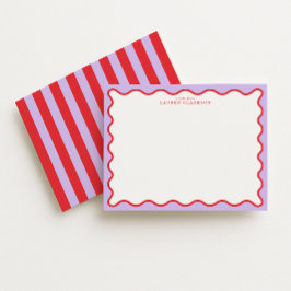 Vibrant Purple & Red Wavy Border Note Card Inbjudningar