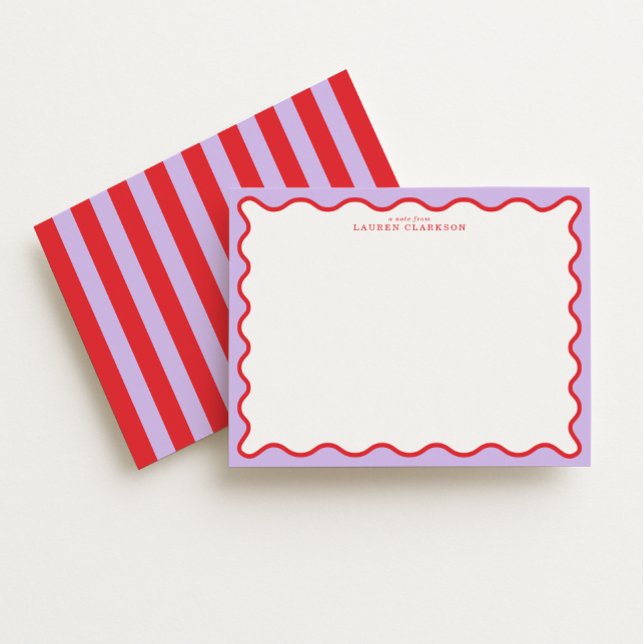 Vibrant Purple & Red Wavy Border Note Card Inbjudningar (Skapare uppladdad)