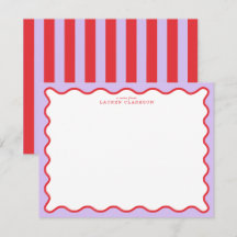 Vibrant Purple & Red Wavy Border Note Card
