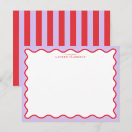 Vibrant Purple & Red Wavy Border Note Card Inbjudningar