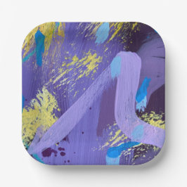 Vibrant Purple, Yellow, and Blue Abstract Art