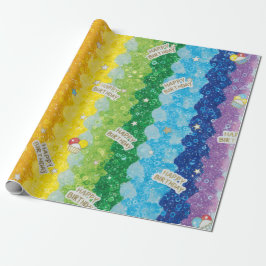 Vibrant Rainbow Birthday Cake Wrapping Paper Presentpapper