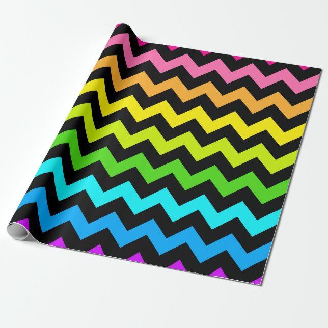 Vibrant Rainbow Chevron Mönster Presentpapper (Utrullad)
