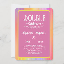 Vibrant Rainbow Dubbla joint Birthday Celebration Inbjudningar