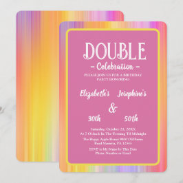 Vibrant Rainbow Dubbla joint Birthday Celebration Inbjudningar