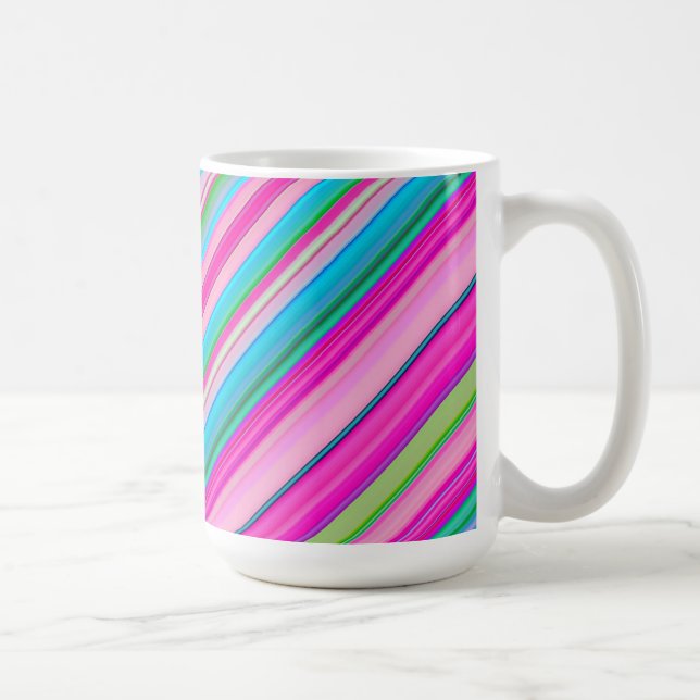 Vibrant Rainbow Färg Rand Mönster-21056 Kaffemugg (Höger)