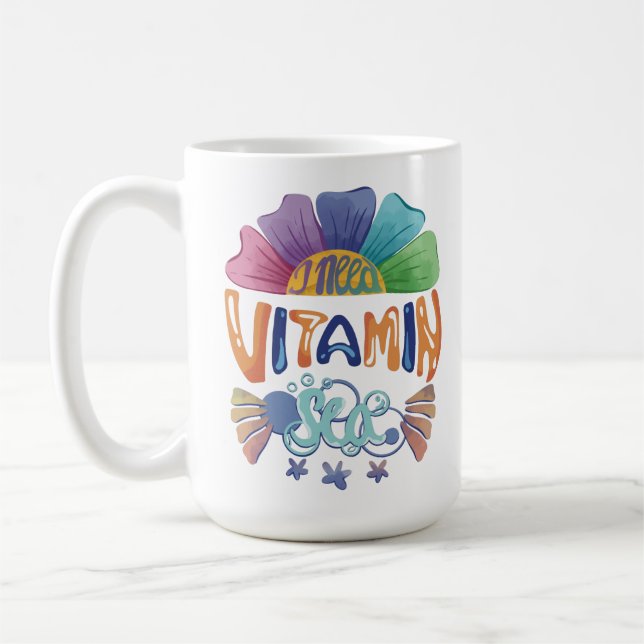 Vibrant Rainbow Hand-Lettering: Jag behöver vitami Kaffemugg (Vänster)