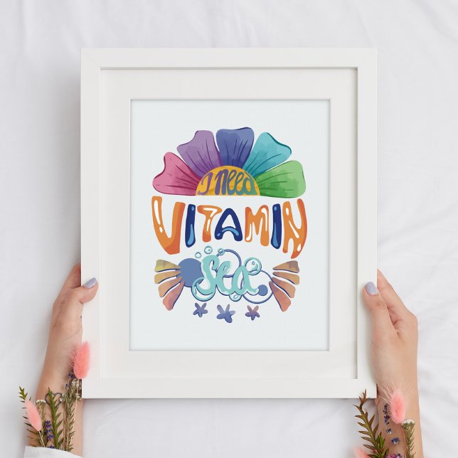 Vibrant Rainbow Hand-Lettering: Jag behöver vitami Poster (Skapare uppladdad)