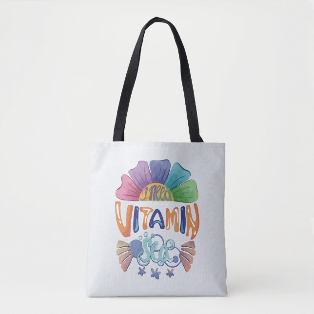 Vibrant Rainbow Hand-Lettering: Jag behöver vitami Tygkasse (Framsida)
