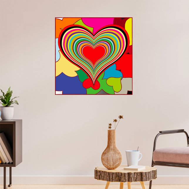 Vibrant Rainbow Layered Heart Abstract Poster (Skapare uppladdad)