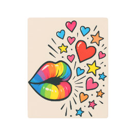 Vibrant Rainbow Lips Metal Print | Pop Art