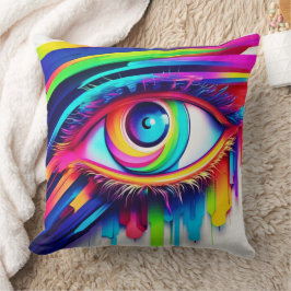 Vibrant Rainbow Öga Artwork Kudde