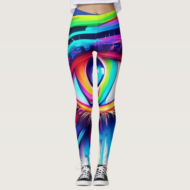 Vibrant Rainbow Öga Artwork Leggings (Framsida)