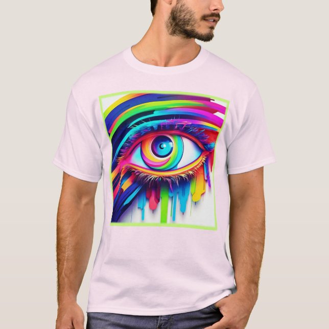 Vibrant Rainbow Öga Artwork T Shirt (Framsida)