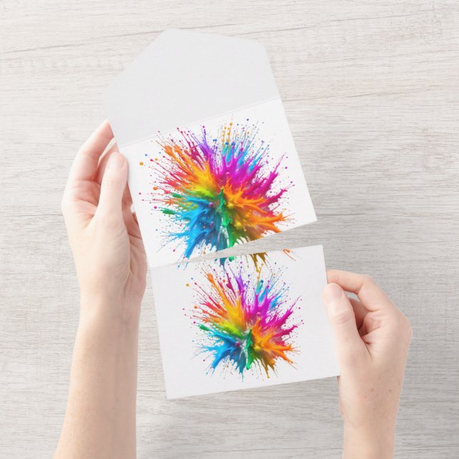 Vibrant Rainbow Paint Splatter Explosion (Avrivbar del)