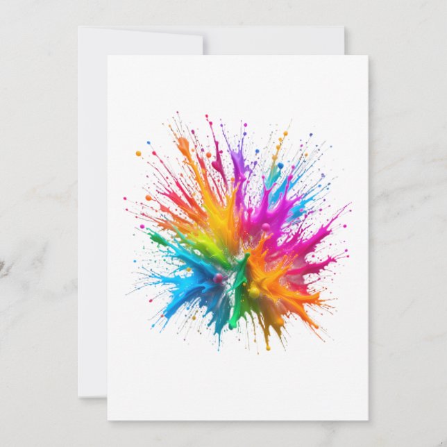 Vibrant Rainbow Paint Splatter Explosion Inbjudningar (Framsida)
