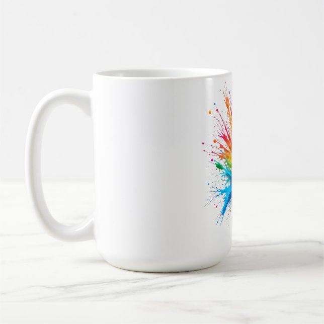 Vibrant Rainbow Paint Splatter Explosion Kaffemugg (Vänster)