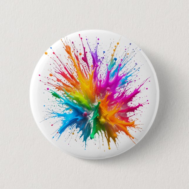 Vibrant Rainbow Paint Splatter Explosion Knapp (Framsida)