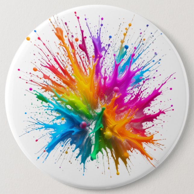 Vibrant Rainbow Paint Splatter Explosion Knapp (Framsida)