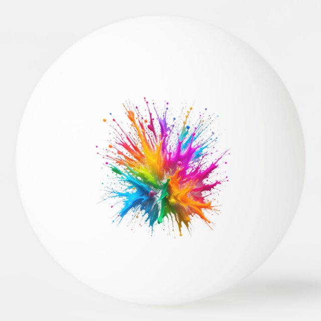 Vibrant Rainbow Paint Splatter Explosion Pingisboll (Framsidan)