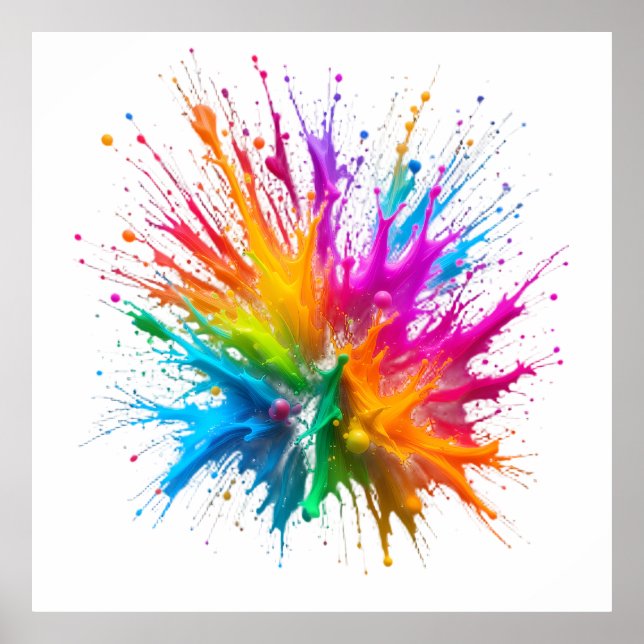 Vibrant Rainbow Paint Splatter Explosion Poster (Framsidan)