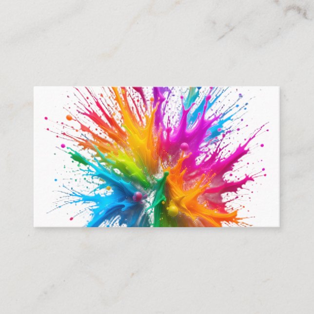 Vibrant Rainbow Paint Splatter Explosion Visitkort (Framsida)