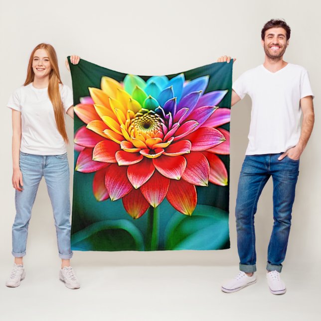 Vibrant Rainbow Petal Dream Art Fleecefilt (På plats)