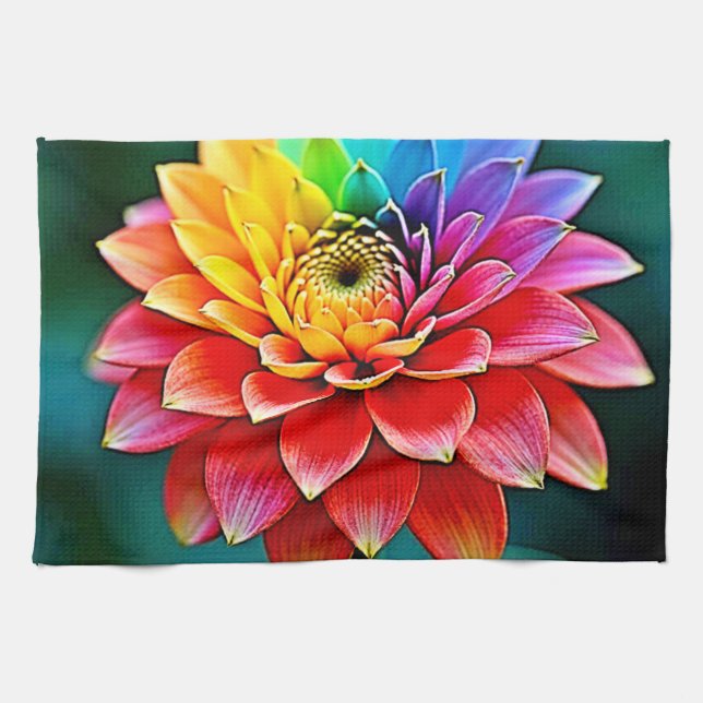 Vibrant Rainbow Petal Dream Art Kökshandduk (Horisontell)