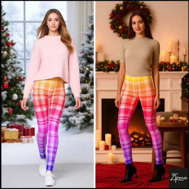 Vibrant Rainbow Plaid Gradient Design Leggings (Skapare uppladdad)