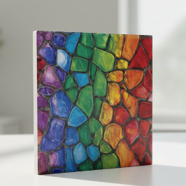 Vibrant Rainbow Pride Glass Mosaic Kakelplatta