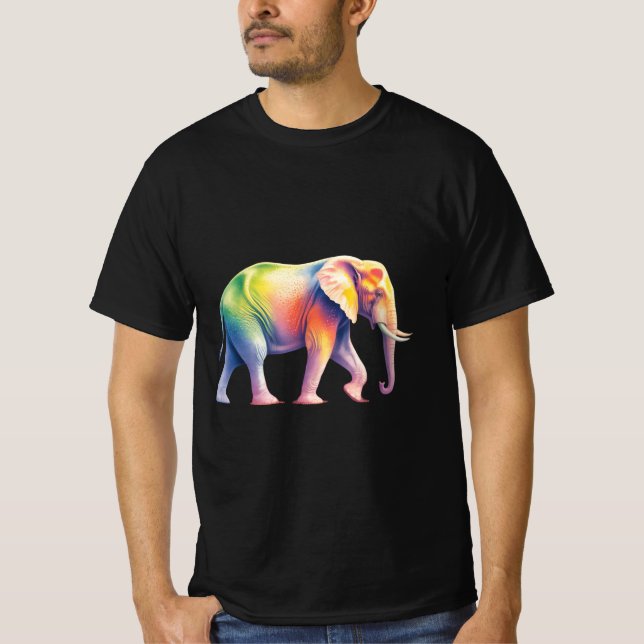 Vibrant Rainbow Safari Elephant T Shirt (Framsida)