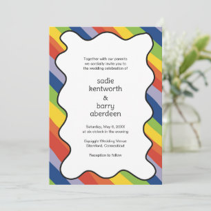 Vibrant Rainbow Squiggle Ram Modern Bröllop Inbjudningar