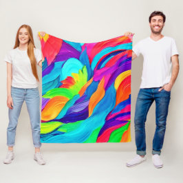 Vibrant Rainbow Swirls Abstrakt Art Fleecefilt