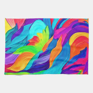 Vibrant Rainbow Swirls Abstrakt Art Kökshandduk