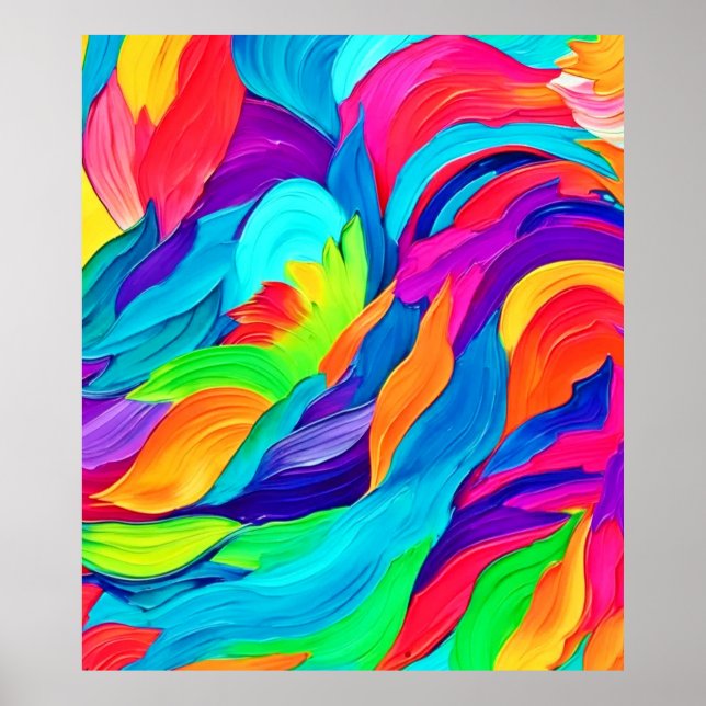 Vibrant Rainbow Swirls Abstrakt Art Poster (Framsidan)
