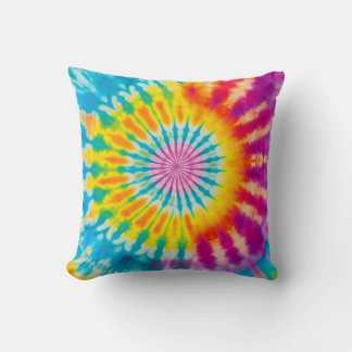 Vibrant Rainbow Tie-Dye Spiral Kudde
