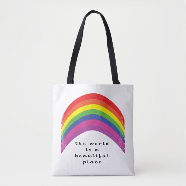 Vibrant Rainbow Tote Bag Tygkasse (Framsida)