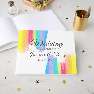 Vibrant Rainbow Watercolor Gay pride LGBTQ Bröllop Gästböcker